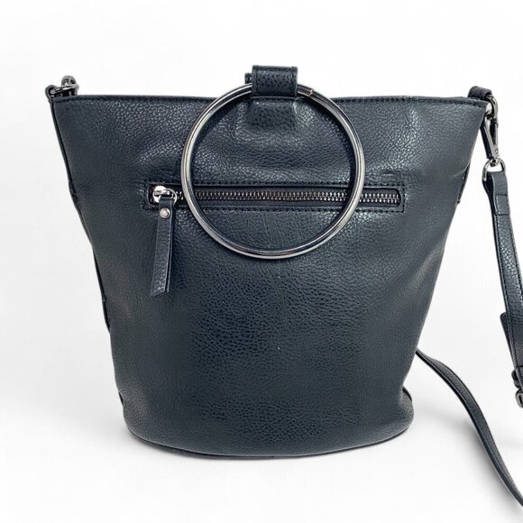 Joe's Crossbody Bag With Bracelet Top Handles Zipper Details Black Vegan Leather - Picture 6 of 10